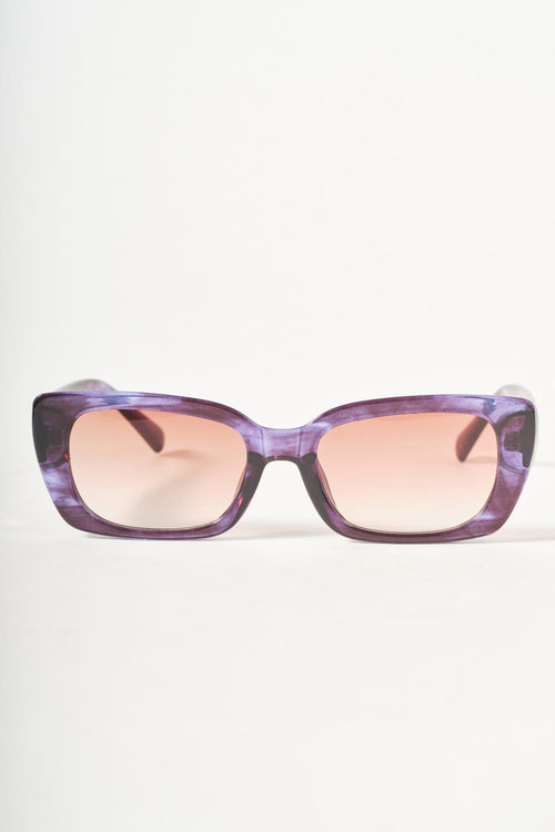 Rectangle Navy Marble Frame Sunglasses