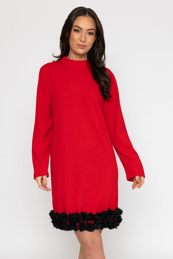 Carraig Donn Red Amanda Long Sleeve Midi Dress