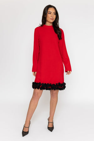 Carraig Donn Red Amanda Long Sleeve Midi Dress