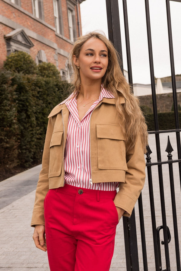 Carraig Donn Red Classic Striped Shirt