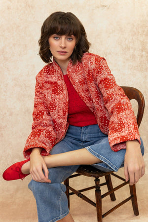 Carraig Donn Red Contrast Printed Jacket