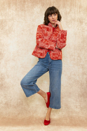 Carraig Donn Red Contrast Printed Jacket