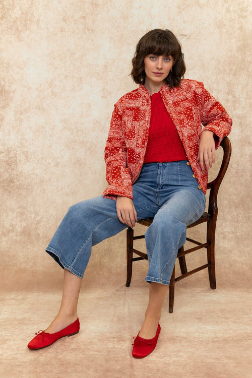 Carraig Donn Red Contrast Printed Jacket