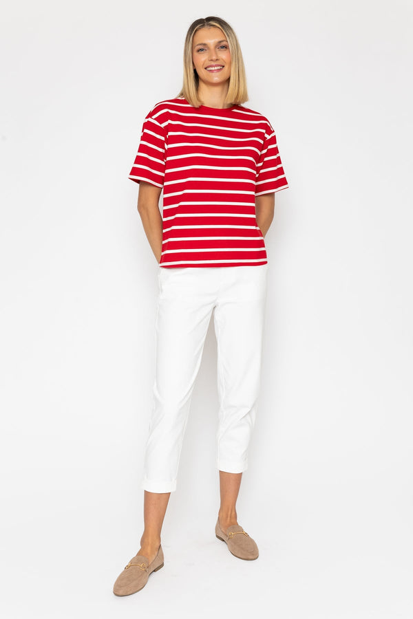 Carraig Donn Red Cotton French Terry T-Shirt