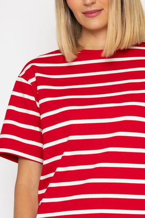 Carraig Donn Red Cotton French Terry T-Shirt