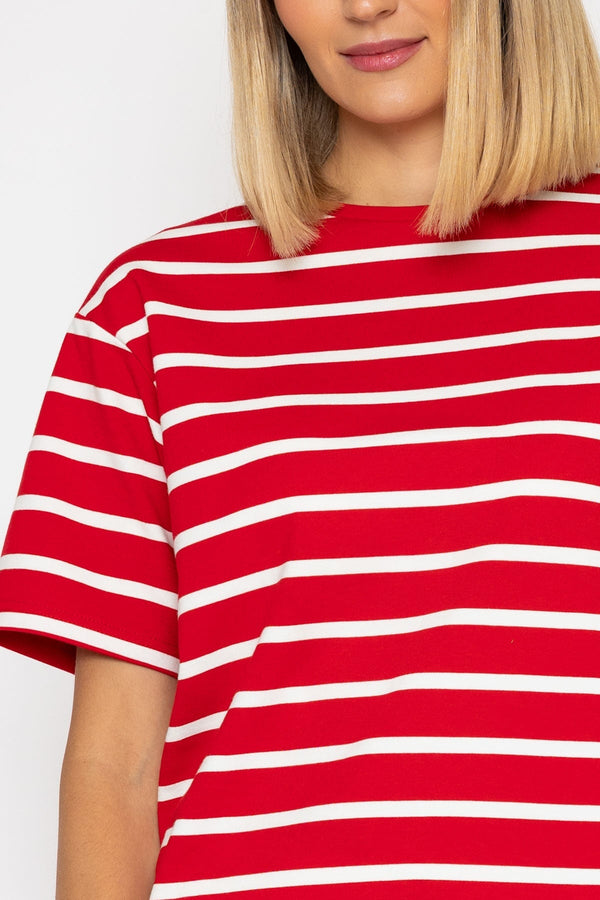 Carraig Donn Red Cotton French Terry T-Shirt
