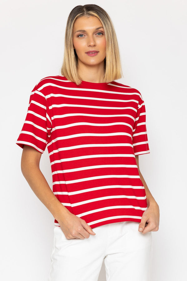 Carraig Donn Red Cotton French Terry T-Shirt