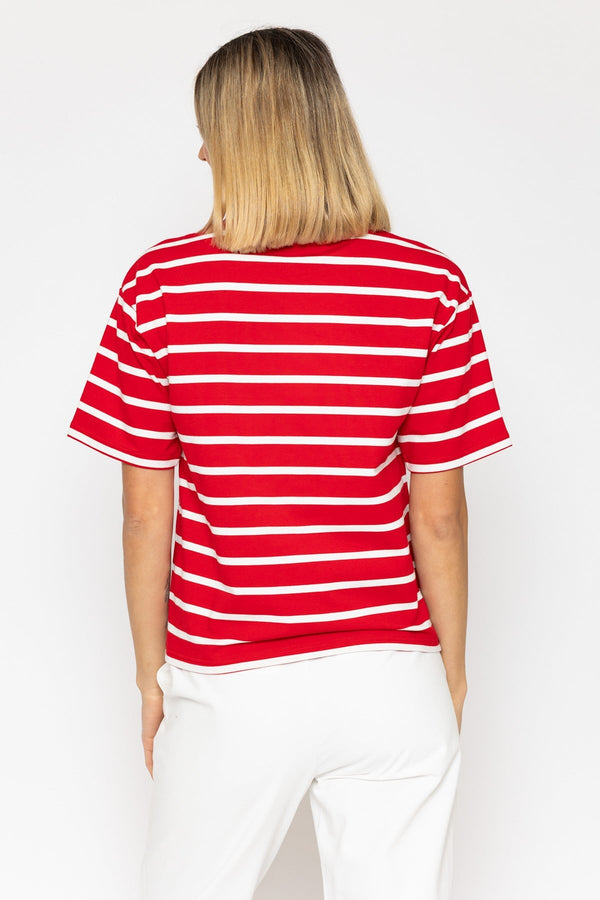 Carraig Donn Red Cotton French Terry T-Shirt