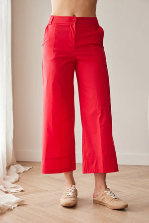 Carraig Donn Red Cotton Hem Trousers