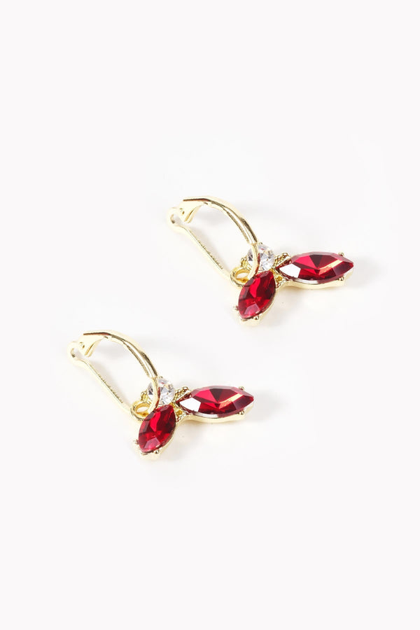 Carraig Donn Red Drop Stone Gold Earrings
