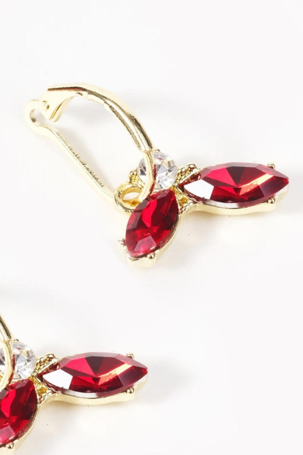 Carraig Donn Red Drop Stone Gold Earrings