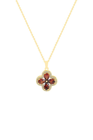 Carraig Donn Red Garnet Clover Necklace