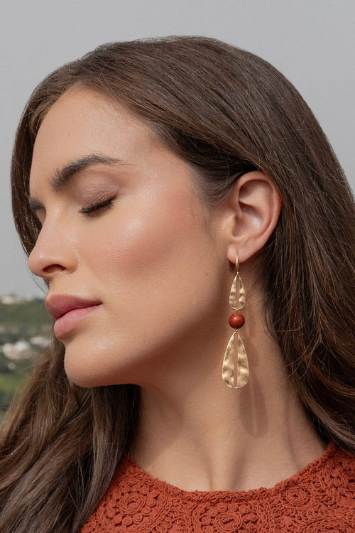 Red Gold Metal Drop Earrings