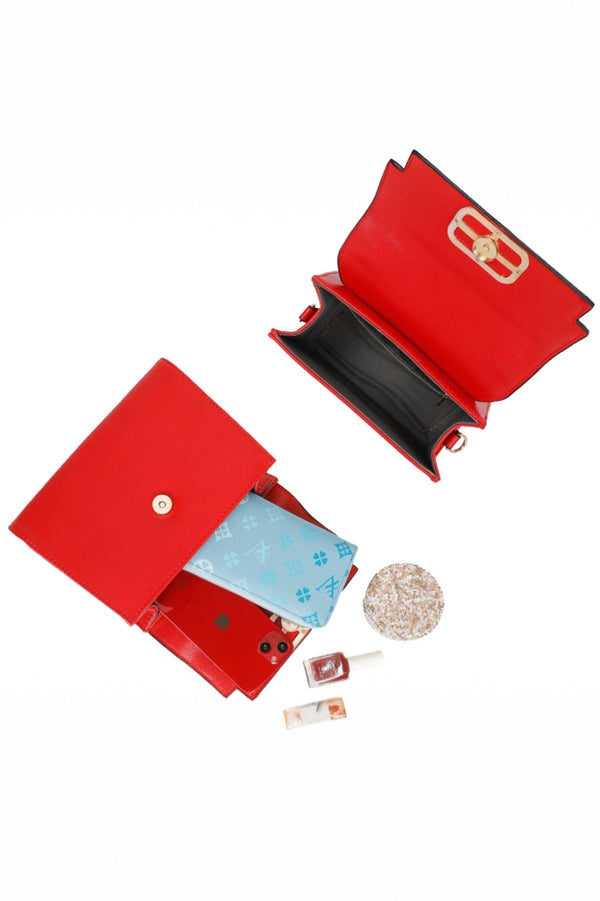 Carraig Donn Red Grab Handle Flap Bag