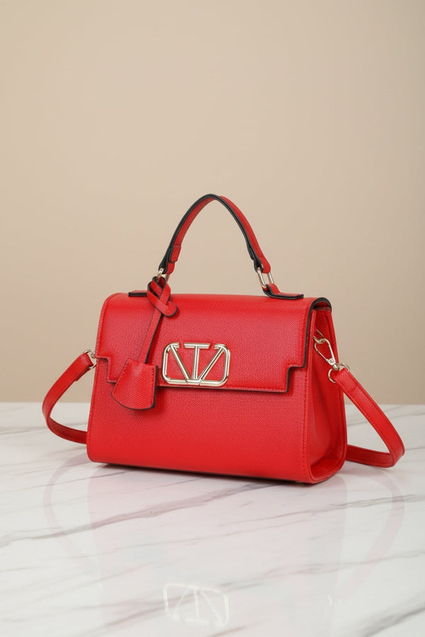 Carraig Donn Red Grab Handle Flap Bag