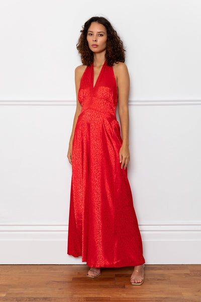 Red Halter Neck Shauna Maxi Dress