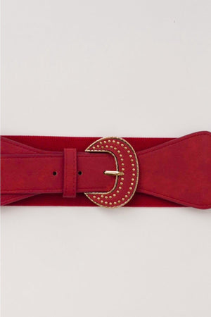 Carraig Donn Red Large Buckle Elasticated Belt