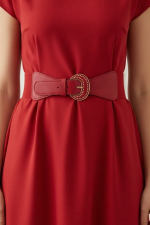 Carraig Donn Red Large Buckle Elasticated Belt