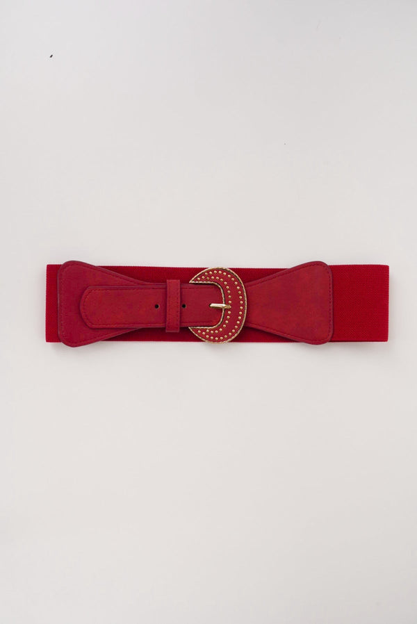 Carraig Donn Red Large Buckle Elasticated Belt