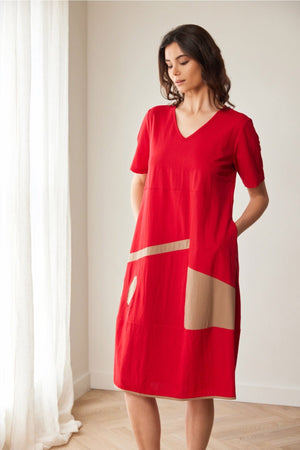 Carraig Donn Red Oval Cut Out Midi Dress