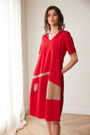 Carraig Donn Red Oval Cut Out Midi Dress