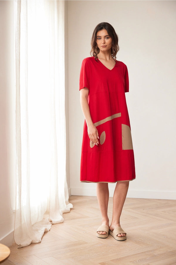 Carraig Donn Red Oval Cut Out Midi Dress