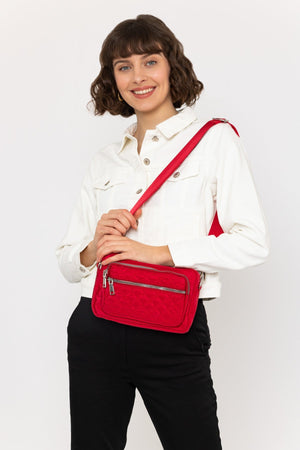 Red Quilted Front Camera Bag