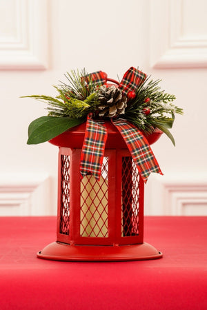 Red Metal Lantern H22cm Christmas Decoration