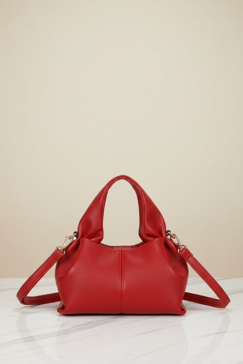 Red Soft Pleat Grab Handle Bag