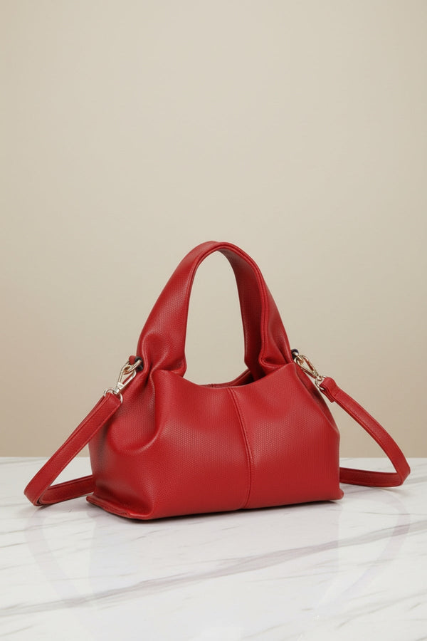 Carraig Donn Red Soft Pleat Grab Handle Bag