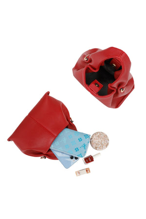 Carraig Donn Red Soft Pleat Grab Handle Bag