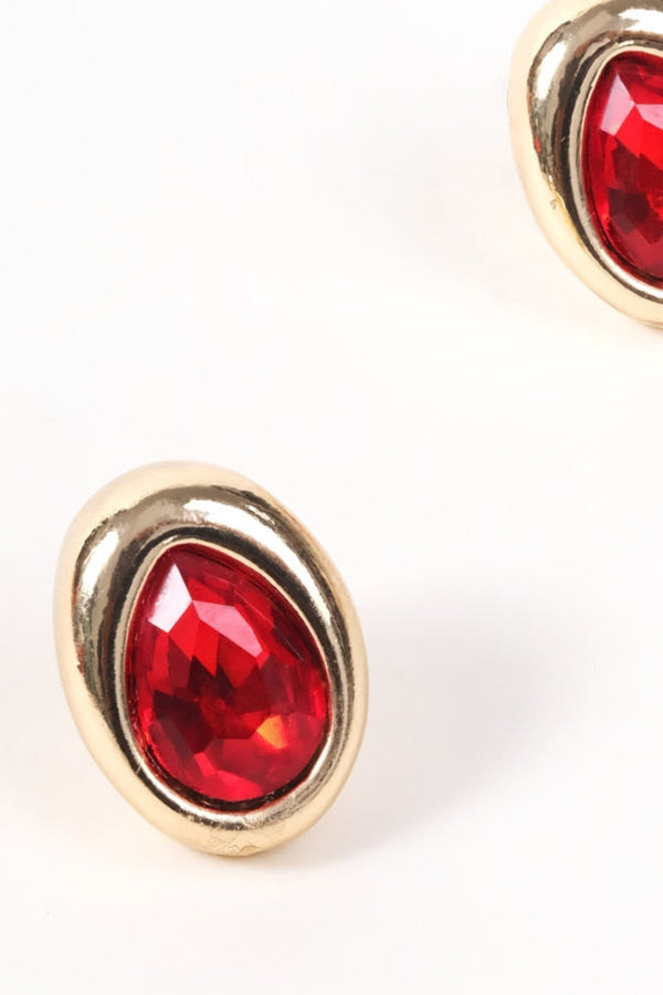 Carraig Donn Red Stone Stud Earrings