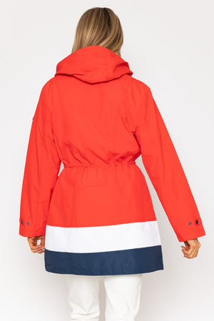 Carraig Donn Red Water Repellent Jacket With Contrast Hem