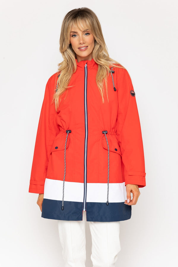Carraig Donn Red Water Repellent Jacket With Contrast Hem