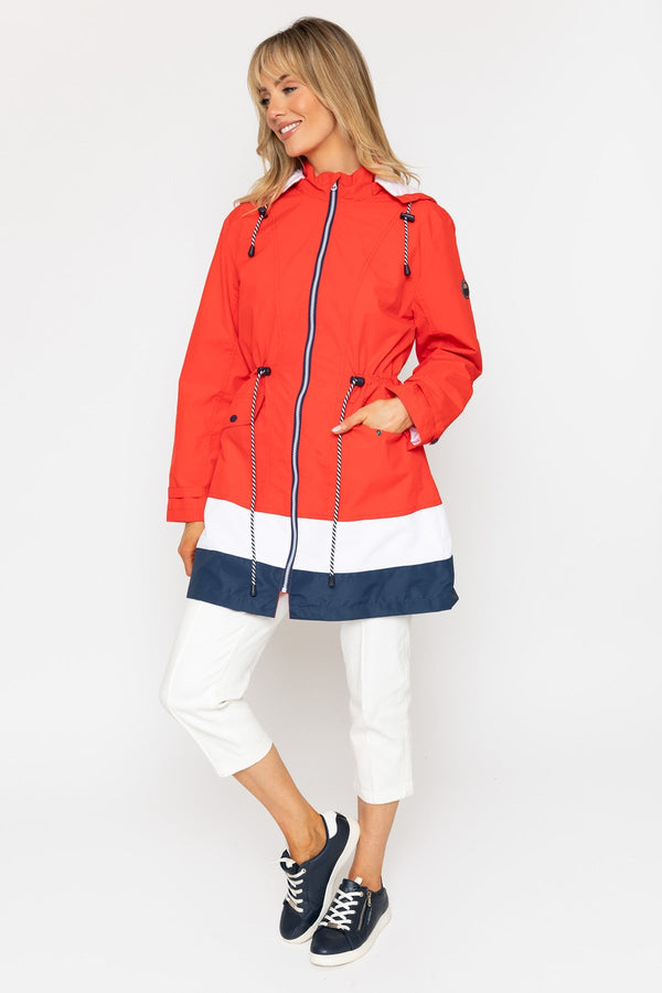 Carraig Donn Red Water Repellent Jacket With Contrast Hem