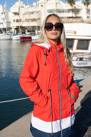 Carraig Donn Red Water Repellent Jacket With Contrast Hem