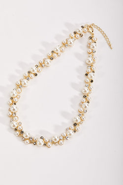 Carraig Donn Rhinestone Pearl Gold Necklace