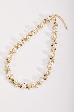 Rhinestone Pearl Gold Necklace
