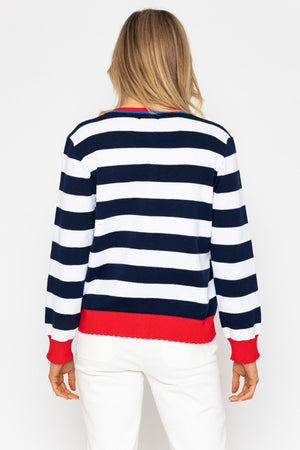 Carraig Donn Rib Stripe Cardigan With Contrast Pockets