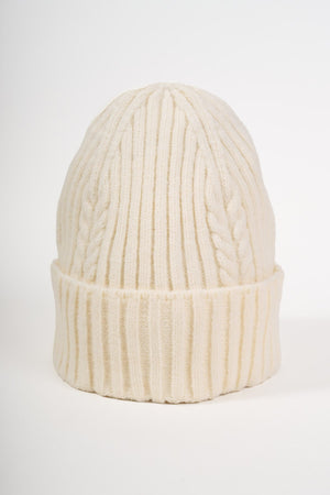 Carraig Donn Ribbed Beanie Hat in Cream
