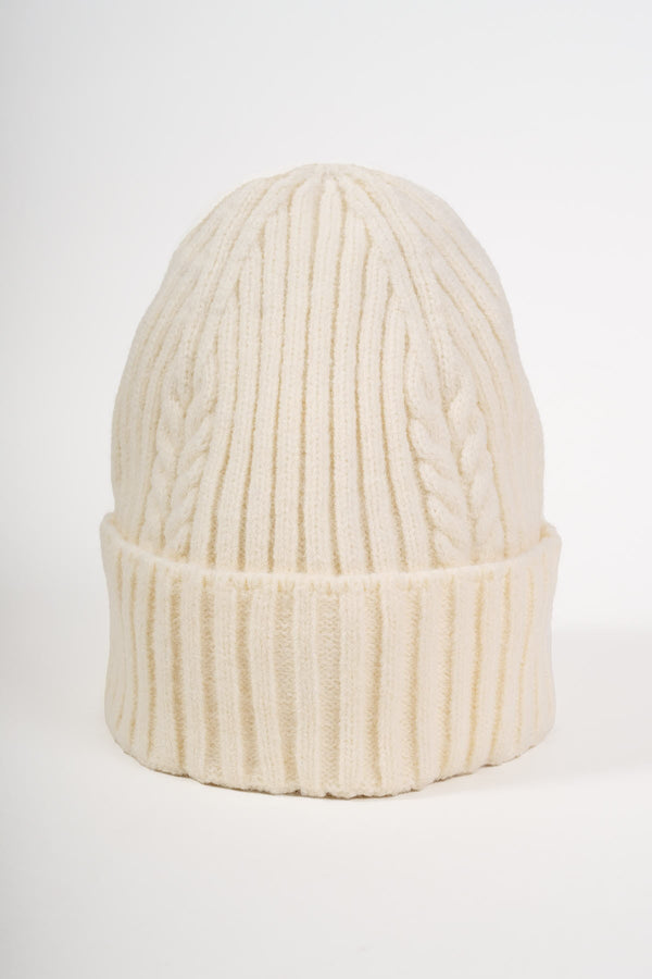 Carraig Donn Ribbed Beanie Hat in Cream