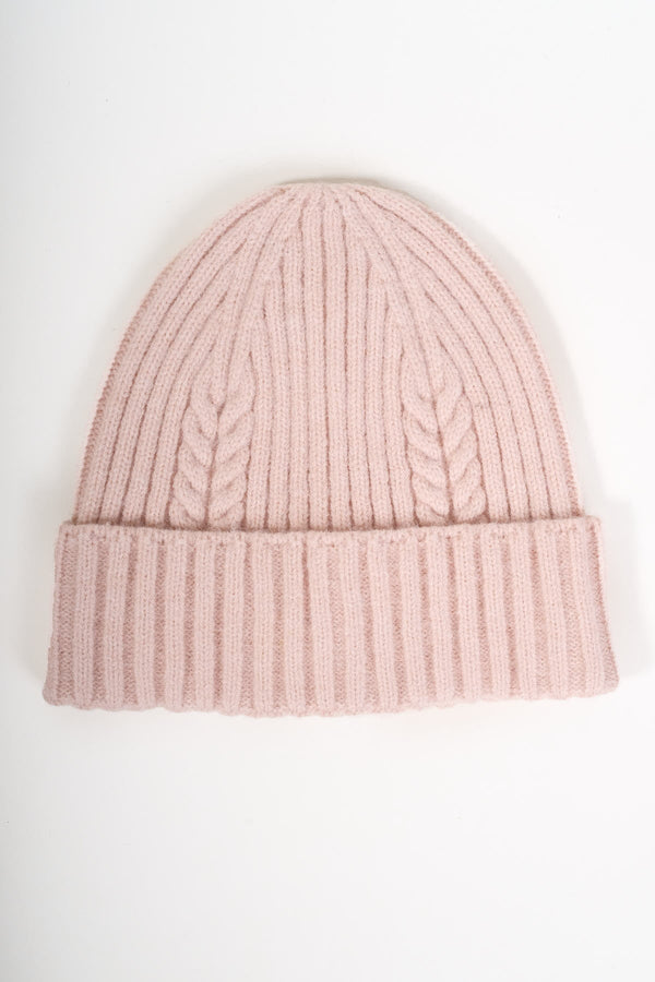 Carraig Donn Ribbed Beanie Hat in Pink