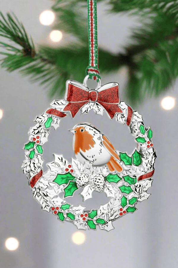 Carraig Donn Robin With Holly Christmas Tree Decoration