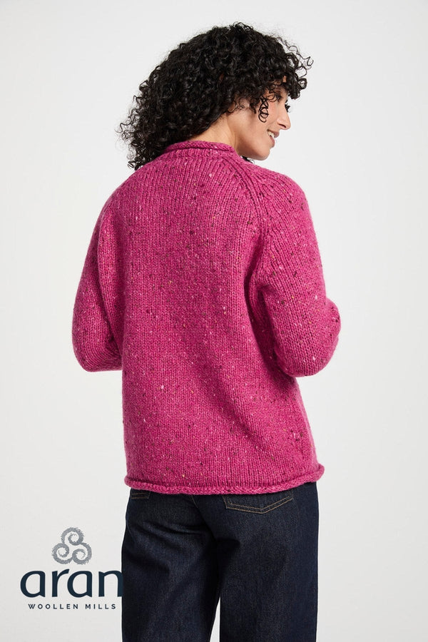Carraig Donn Roll Neck Reglan Crew Jumper in Pink