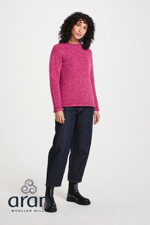 Carraig Donn Roll Neck Reglan Crew Jumper in Pink