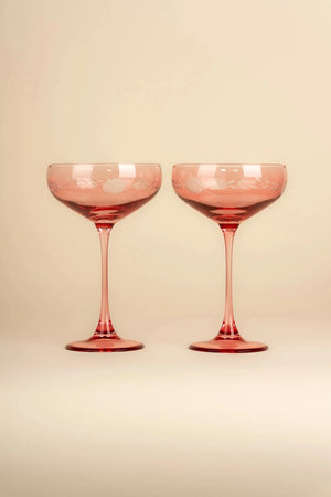 Carraig Donn Rosa Belle Set Of 2 Pink Champagne Glasses