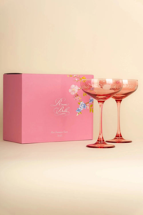 Rosa Belle Set Of 2 Pink Champagne Glasses