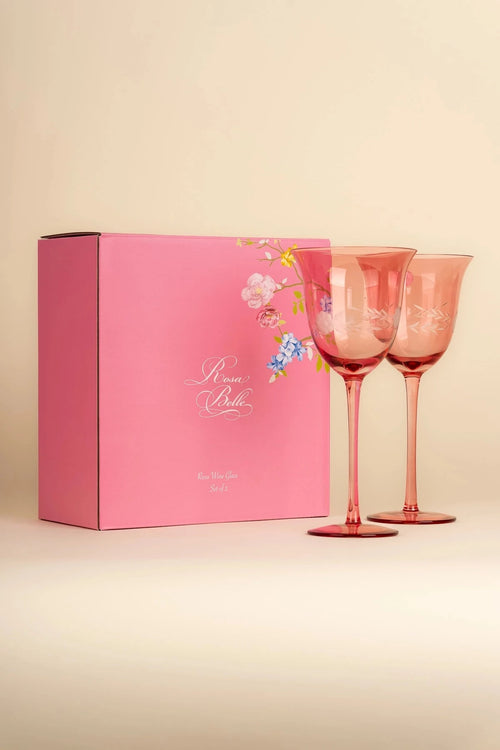 Rosa Belle Set of 2 Pink Wine Glasses