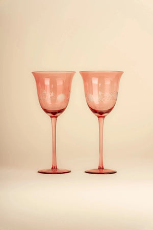 Carraig Donn Rosa Belle Set of 2 Pink Wine Glasses