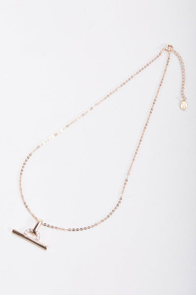 Carraig Donn Rose Gold T-Bar Charm Necklace